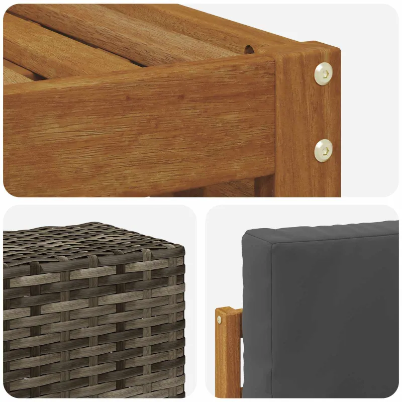 Lauko sofos komplektas su pagalve 7 pcs Natūralus ir antracitas