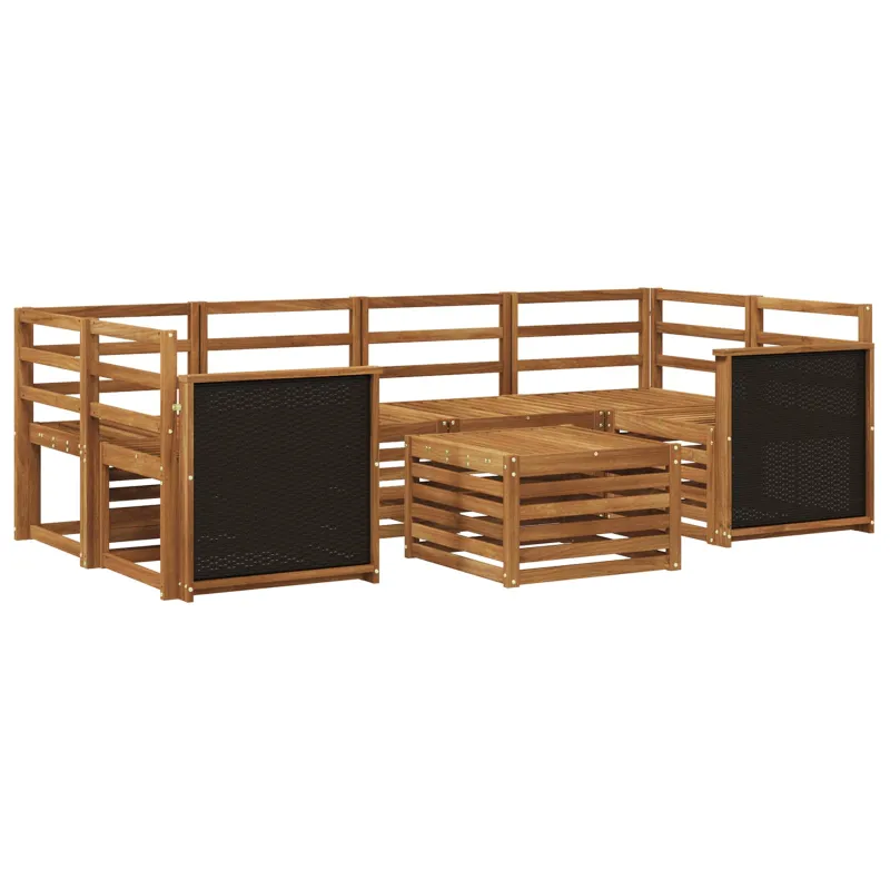 Lauko sofos komplektas 7 pcs Natūrali Kietos akacijos mediena