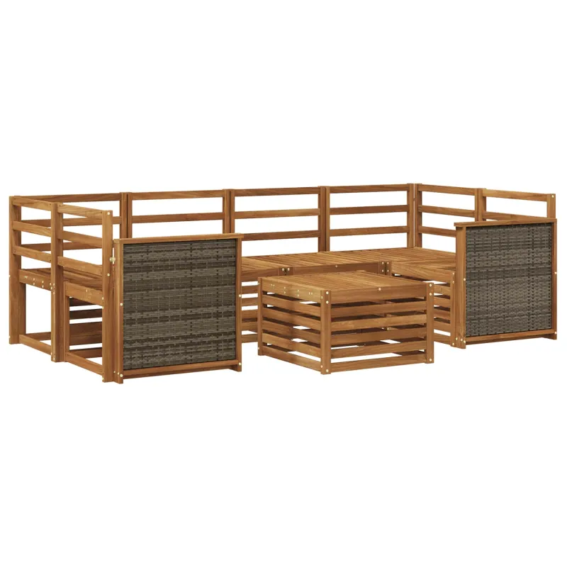Lauko sofos komplektas 7 pcs Natūrali Kietos akacijos mediena