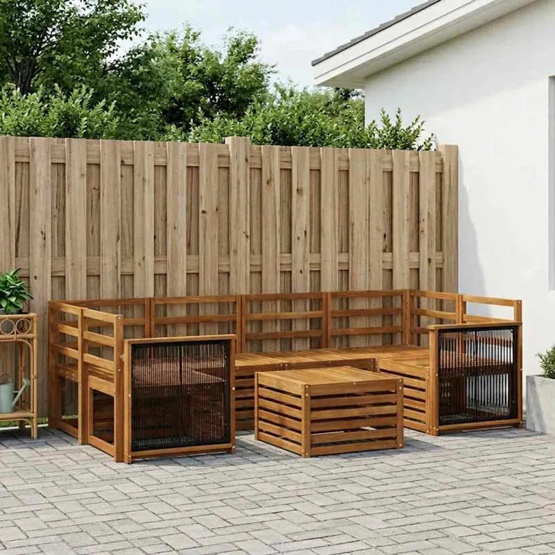 Lauko sofos komplektas 7 pcs Natūrali Kietos akacijos mediena