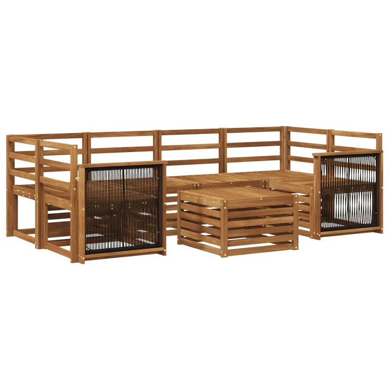 Lauko sofos komplektas 7 pcs Natūrali Kietos akacijos mediena