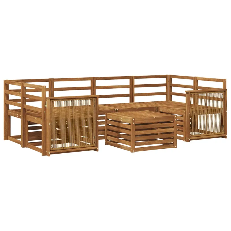Lauko sofos komplektas 7 pcs Natūrali Kietos akacijos mediena