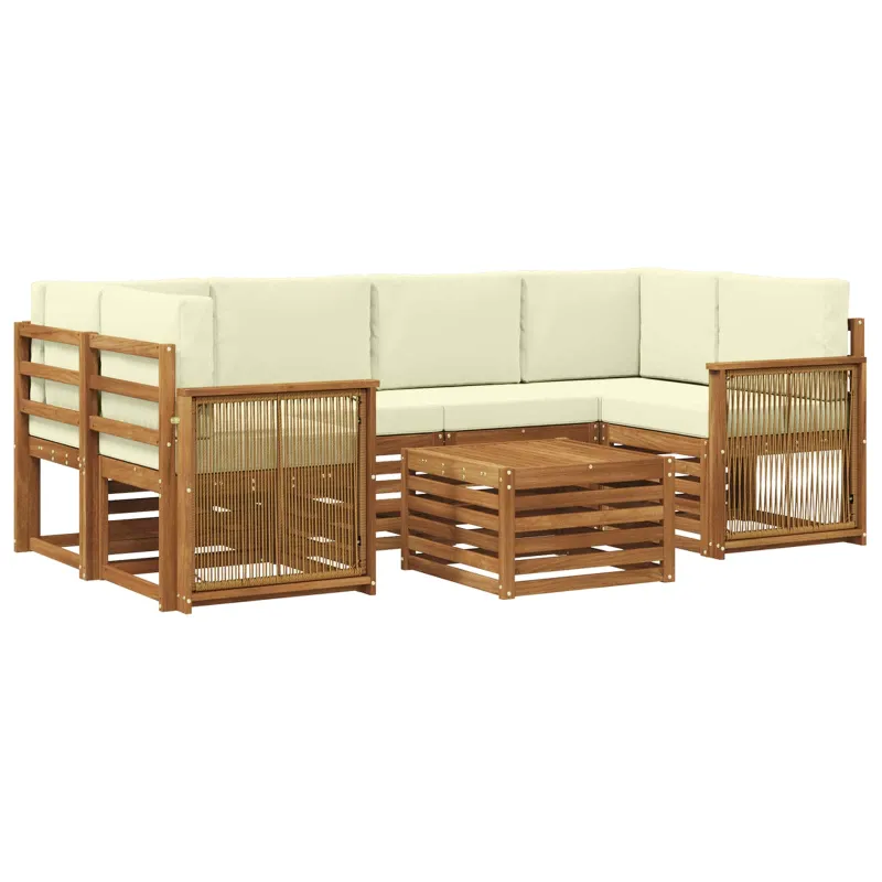 Lauko sofos komplektas 7 pcs Natūralus ir grietinėlė