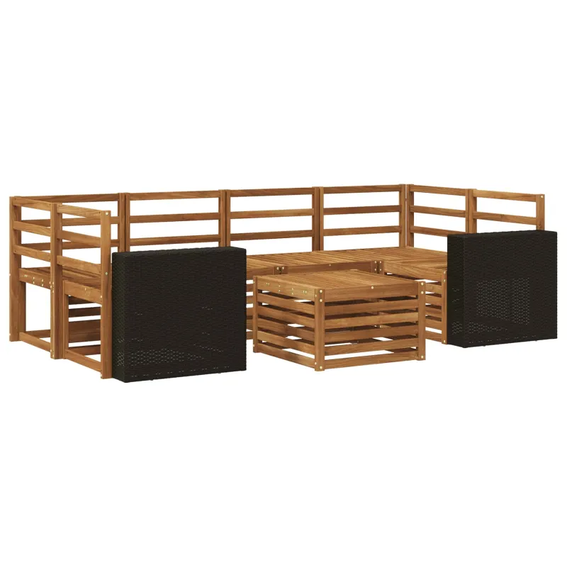 Lauko sofos komplektas 7 pcs Natūrali Kietos akacijos mediena