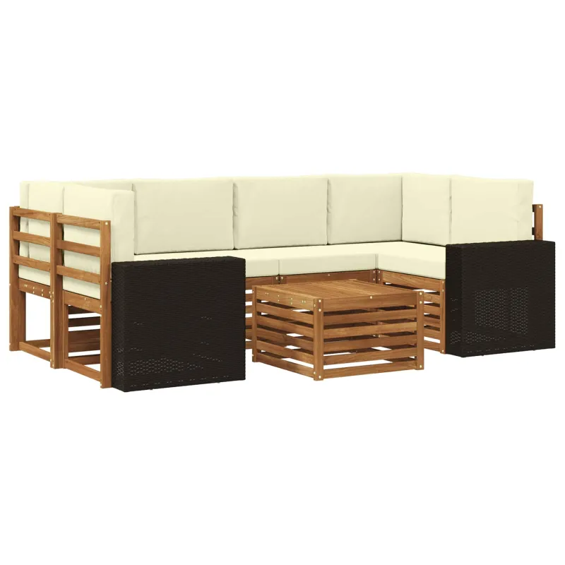Lauko sofos komplektas su pagalve 7 pcs Natūralus ir grietinėlė