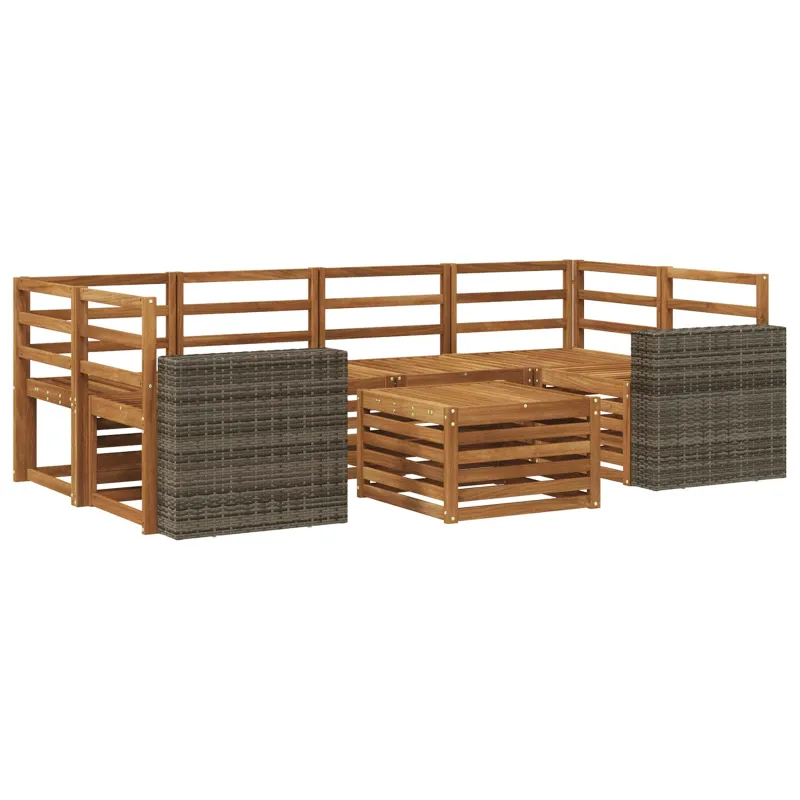 Lauko sofos komplektas 7 pcs Natūrali Kietos akacijos mediena