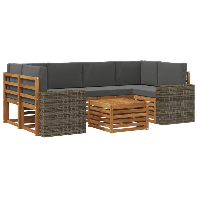 Lauko sofos komplektas su pagalve 7 pcs Natūralus ir antracitas