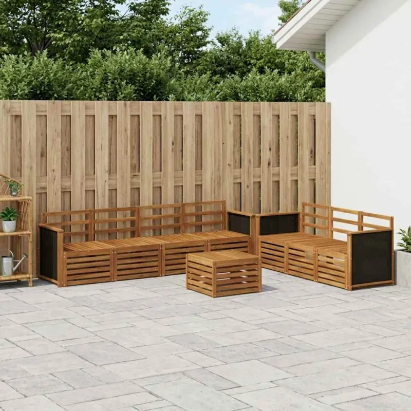 Sofų komplektai 8 pcs Kietos akacijos mediena