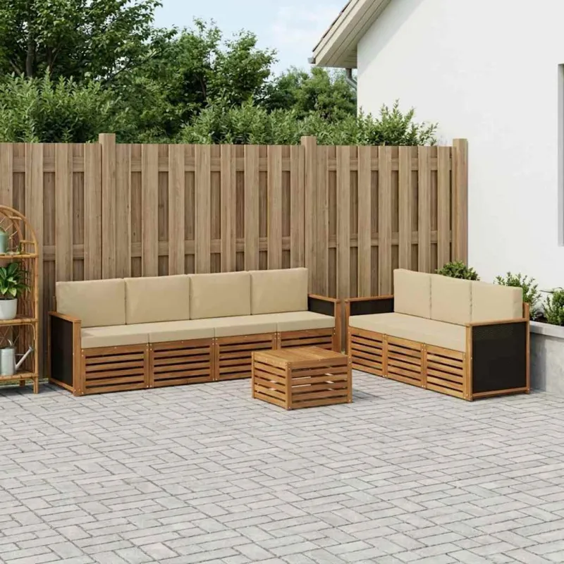 Sofų komplektai su pagalve 8 pcs Kietos akacijos mediena