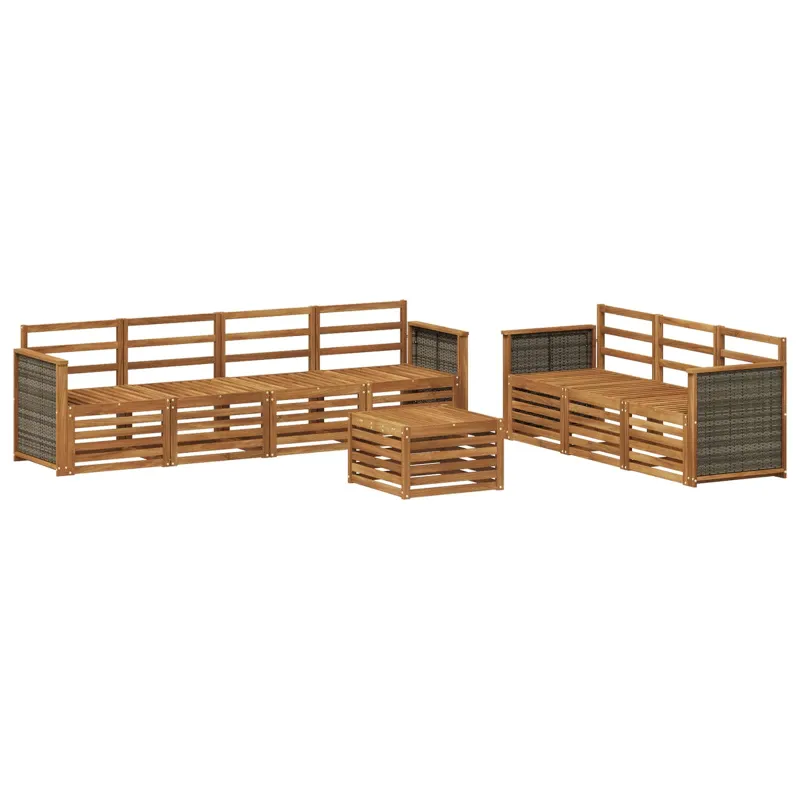 Sofų komplektai 8 pcs Kietos akacijos mediena