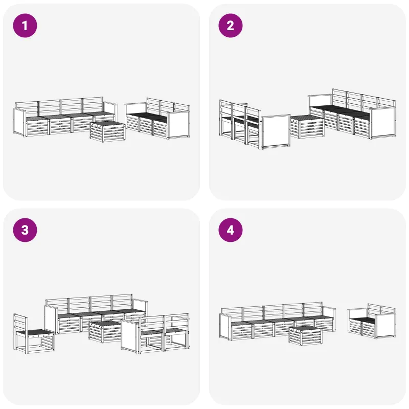 Sofų komplektai 8 pcs Kietos akacijos mediena