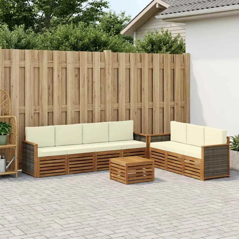 Sofų komplektai su pagalve 8 pcs Kietos akacijos mediena