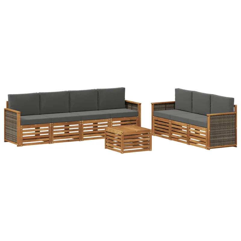 Sofų komplektai su pagalve 8 pcs Kietos akacijos mediena