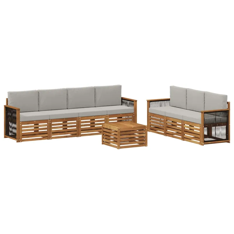 Sofų komplektai su pagalve 8 pcs Kietos akacijos mediena