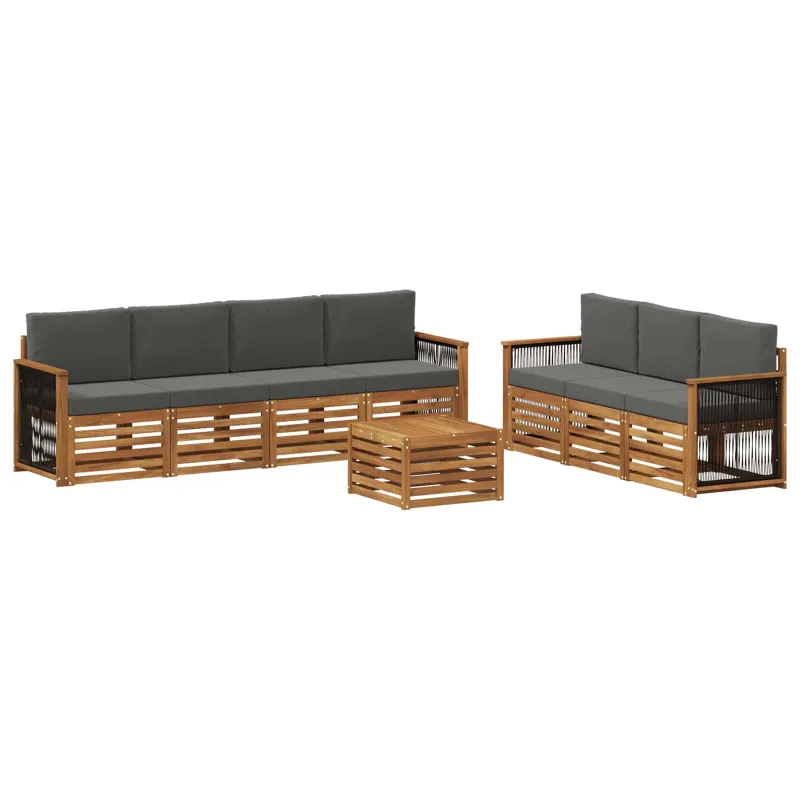 Sofų komplektai su pagalve 8 pcs Kietos akacijos mediena
