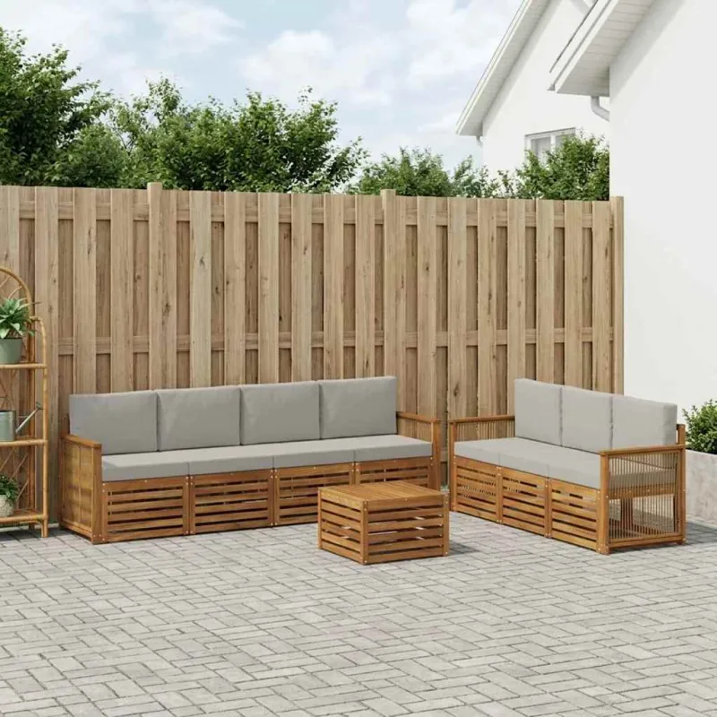 Sofų komplektai su pagalve 8 pcs Kietos akacijos mediena