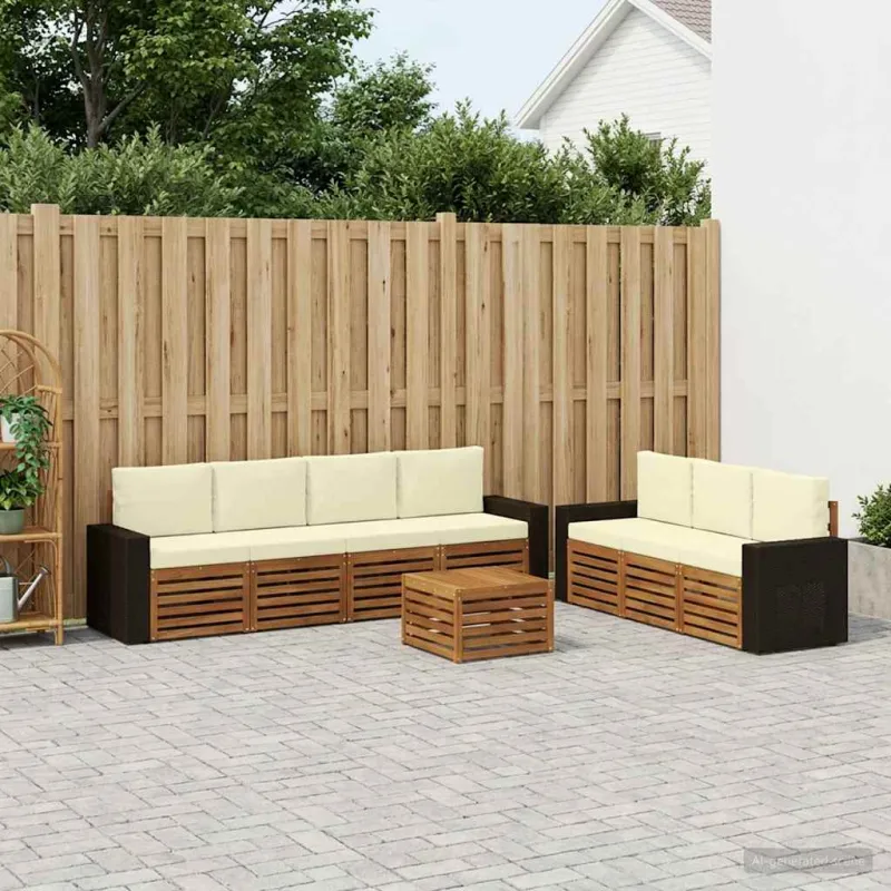Sofų komplektai su pagalve 8 pcs Kietos akacijos mediena