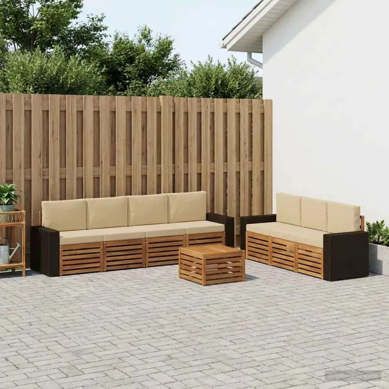 Sofų komplektai su pagalve 8 pcs Kietos akacijos mediena
