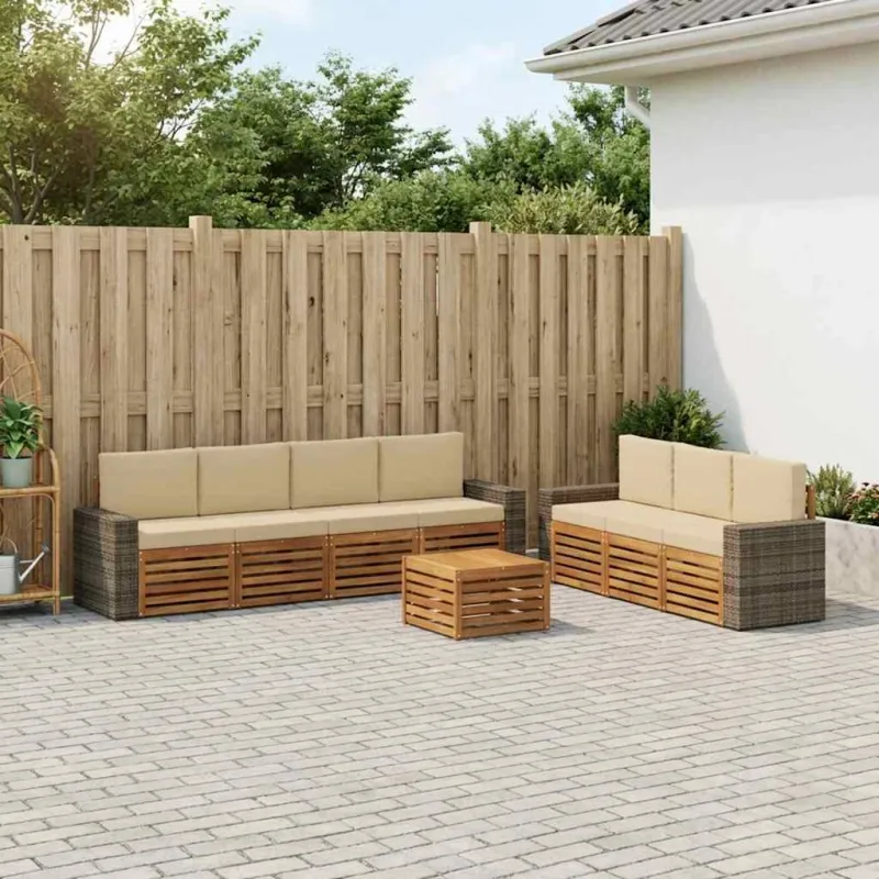 Sofų komplektai su pagalve 8 pcs Kietos akacijos mediena