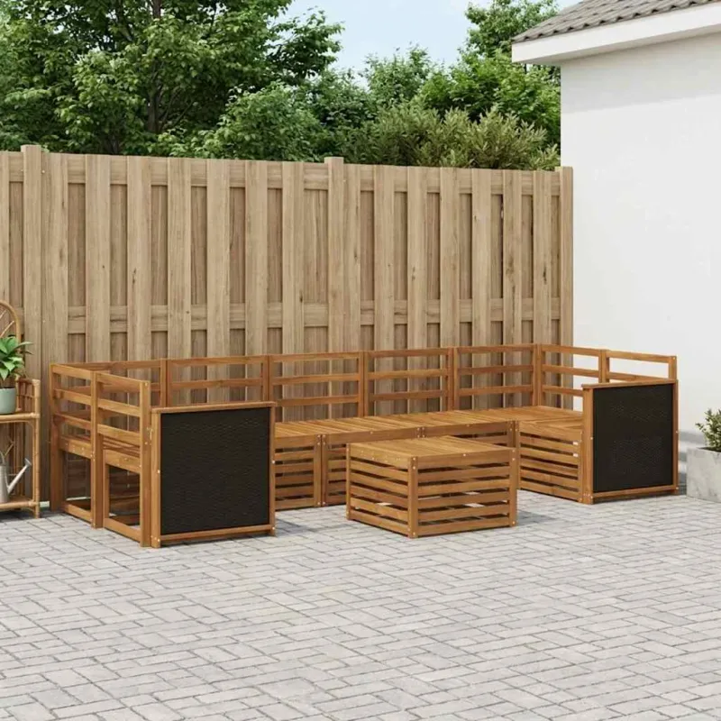 Lauko sofos komplektas 8 pcs Natūrali Kietos akacijos mediena