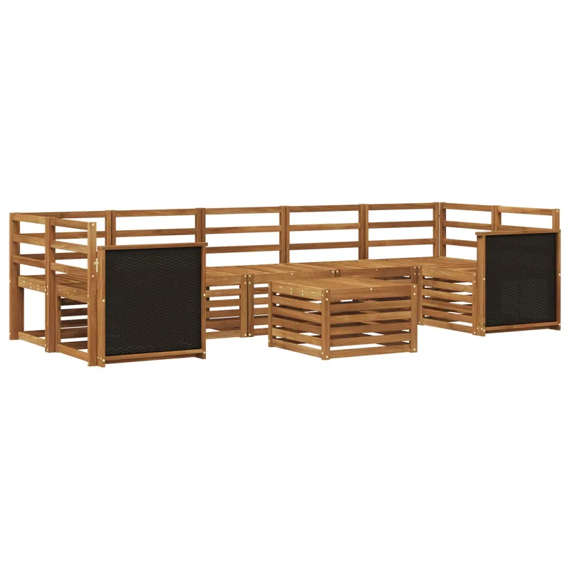 Lauko sofos komplektas 8 pcs Natūrali Kietos akacijos mediena
