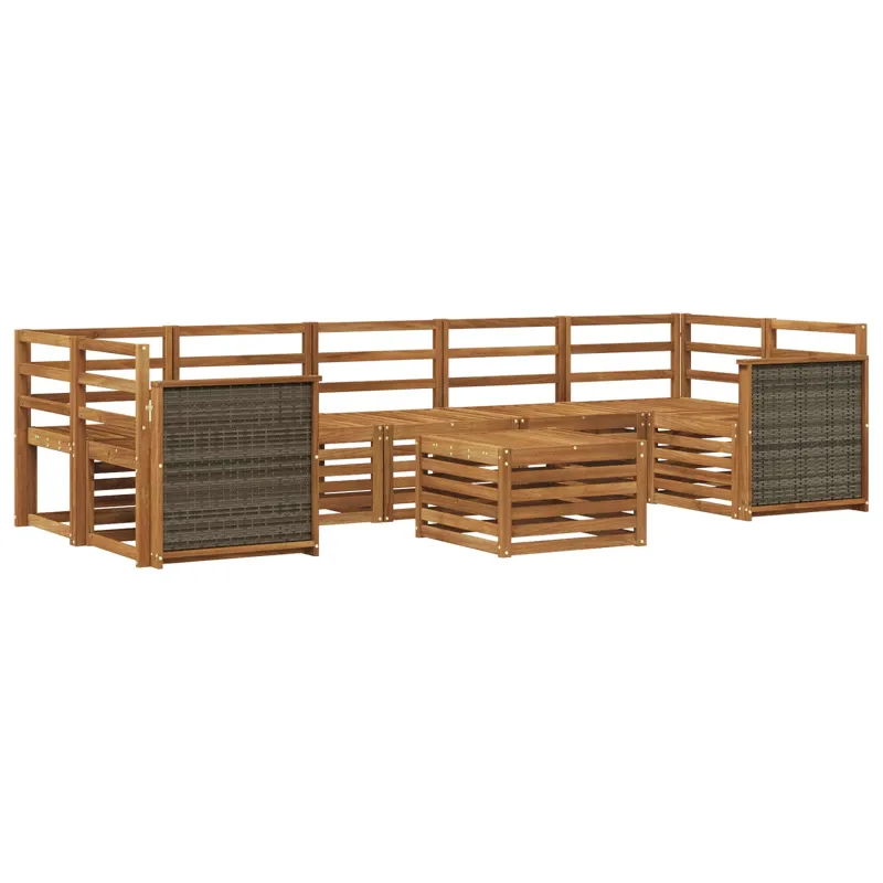 Lauko sofos komplektas 8 pcs Natūrali Kietos akacijos mediena