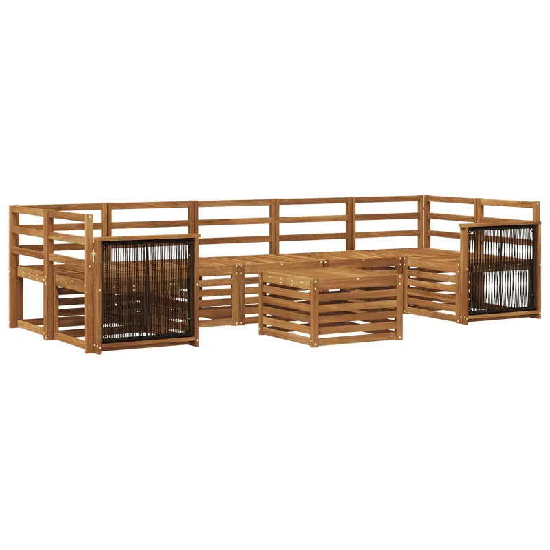 Lauko sofos komplektas 8 pcs Natūrali Kietos akacijos mediena