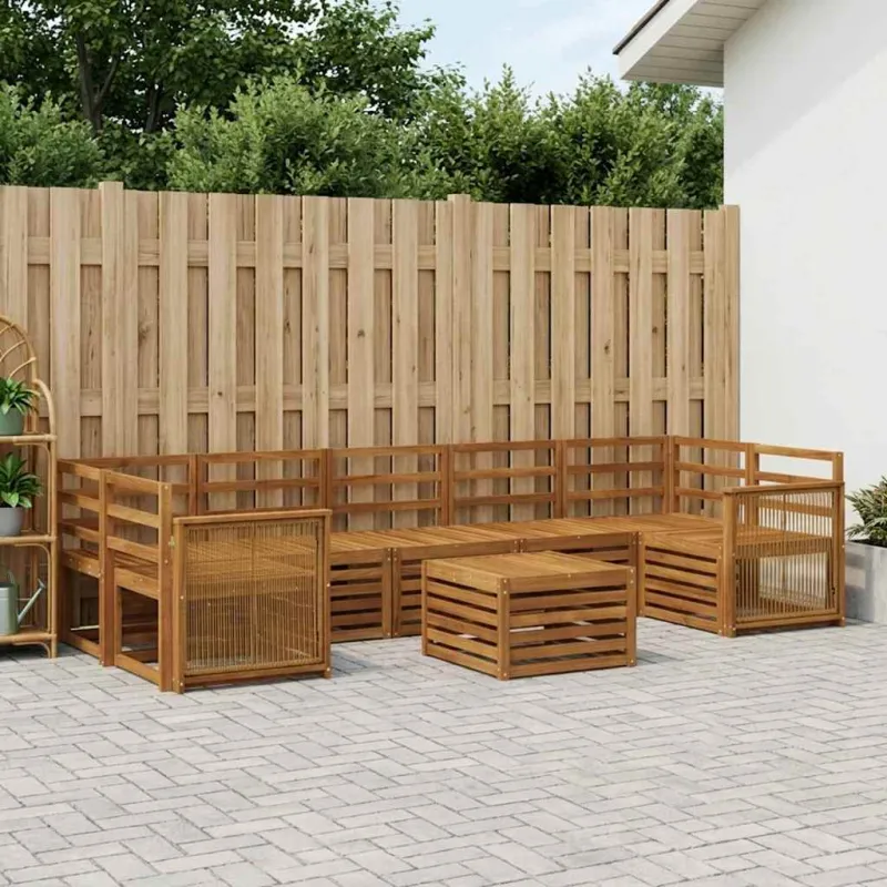 Lauko sofos komplektas 8 pcs Natūrali Kietos akacijos mediena
