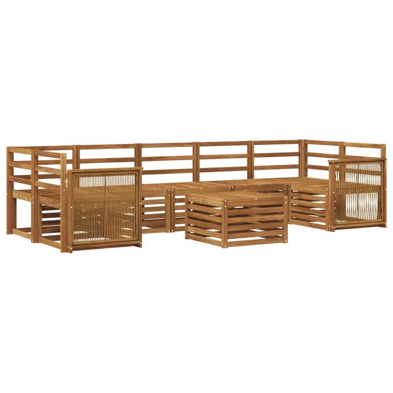 Lauko sofos komplektas 8 pcs Natūrali Kietos akacijos mediena