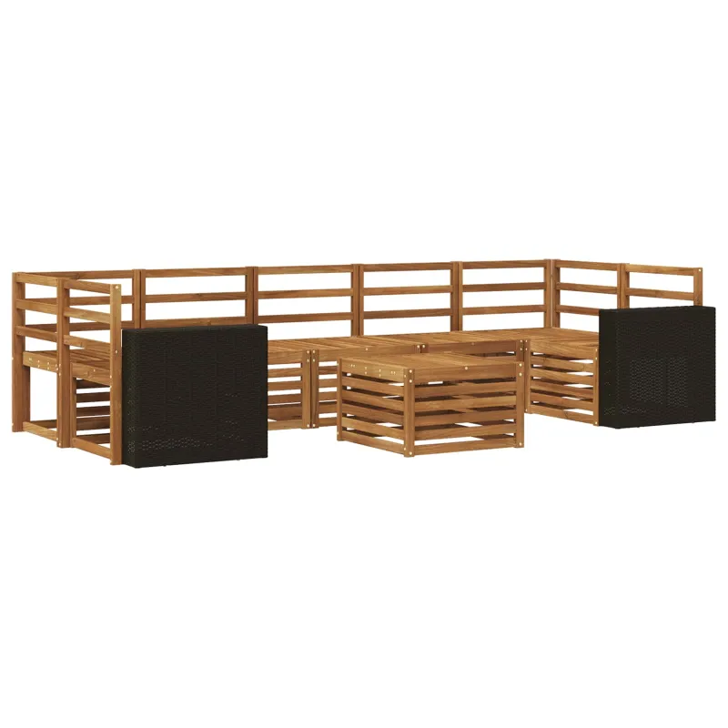 Lauko sofos komplektas 8 pcs Natūrali Kietos akacijos mediena