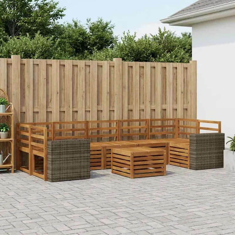 Lauko sofos komplektas 8 pcs Natūrali Kietos akacijos mediena