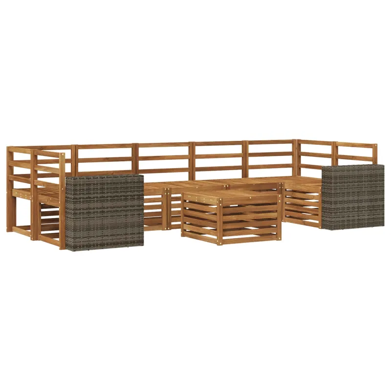 Lauko sofos komplektas 8 pcs Natūrali Kietos akacijos mediena