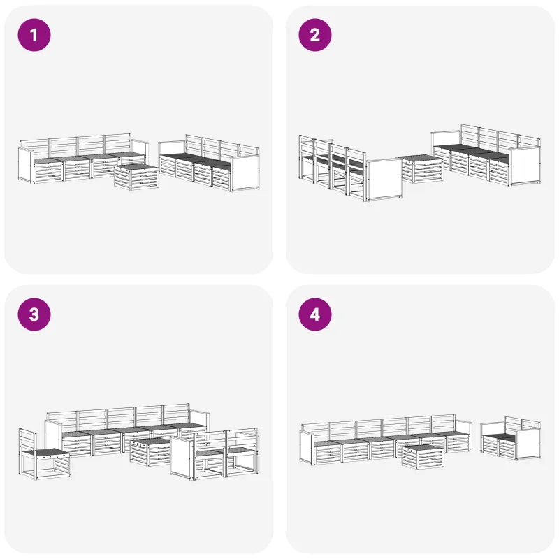 Sofų komplektai 9 pcs Kietos akacijos mediena