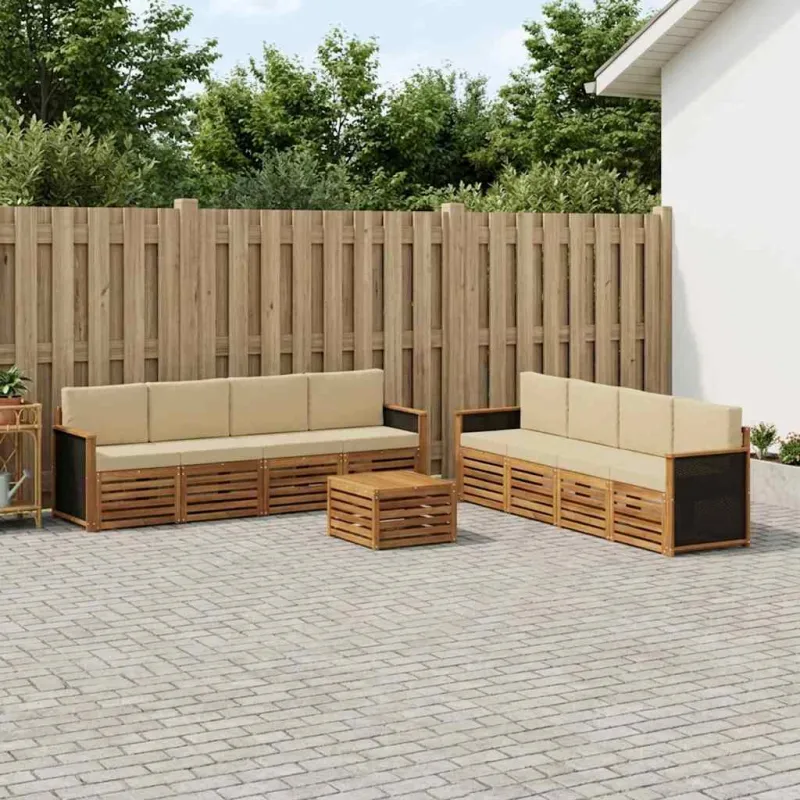 Sofų komplektai su pagalve 9 pcs Kietos akacijos mediena