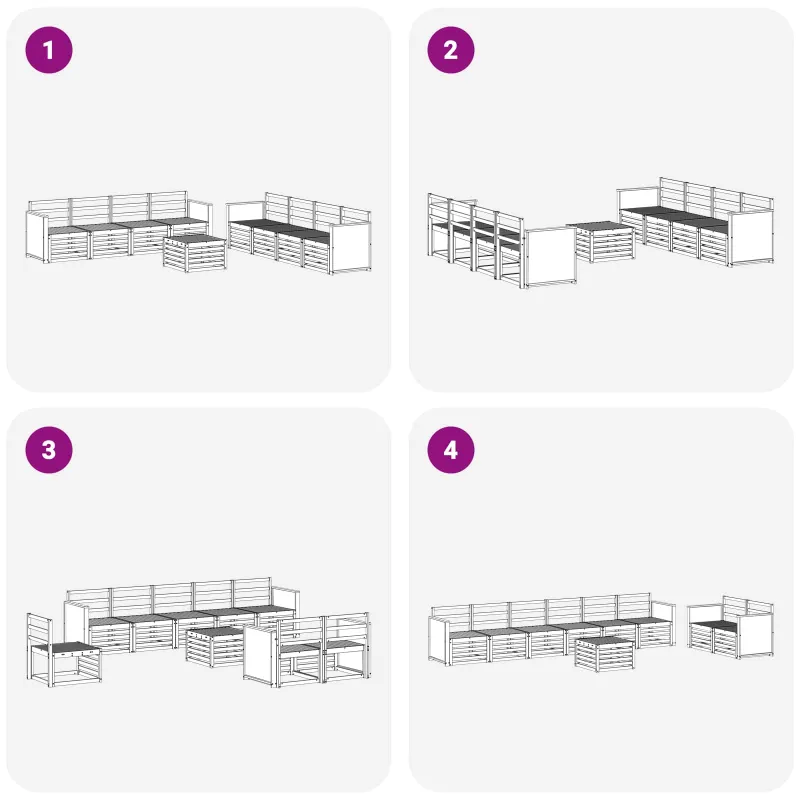 Sofų komplektai 9 pcs Kietos akacijos mediena