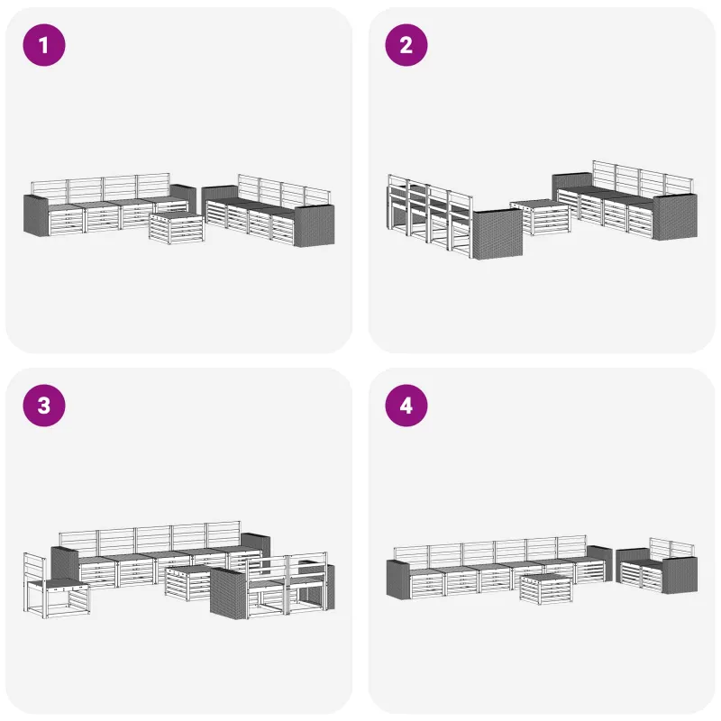 Sofų komplektai 9 pcs Kietos akacijos mediena