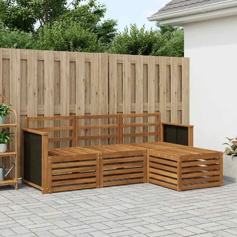 Lauko sofos komplektas 4 pcs Natūrali