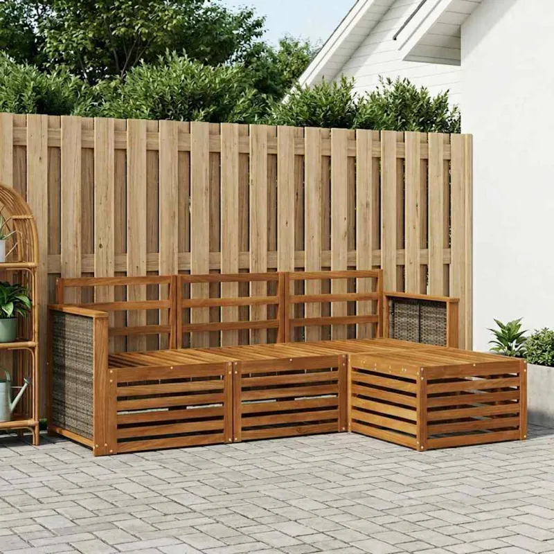 Lauko sofos komplektas 4 pcs Natūrali