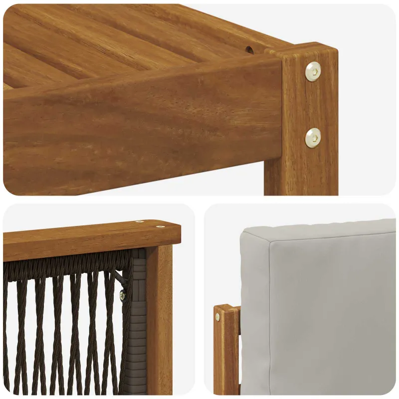 Lauko sofos komplektas 4 pcs Natūrali ir šviesiai pilka