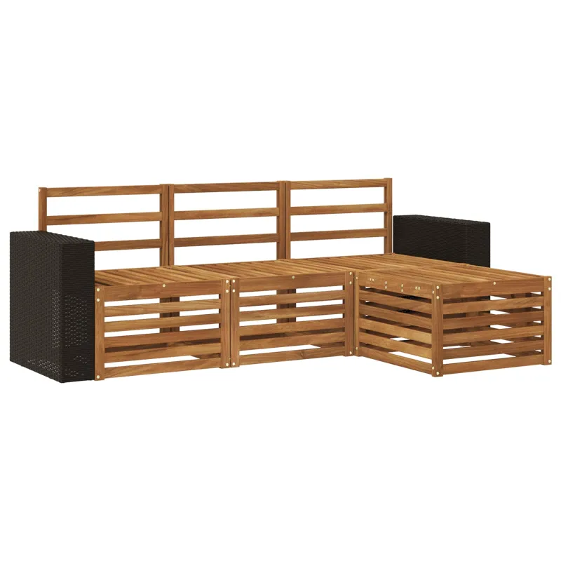 Lauko sofos komplektas 4 pcs Natūrali
