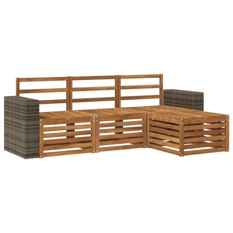 Lauko sofos komplektas 4 pcs Natūrali