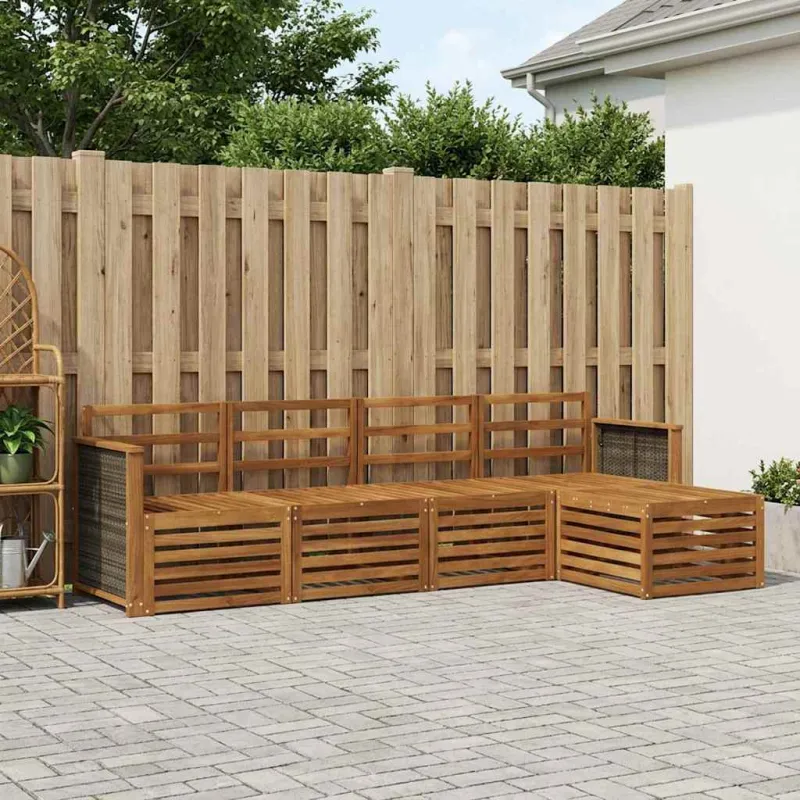 Lauko sofos komplektas 5 pcs Natūrali