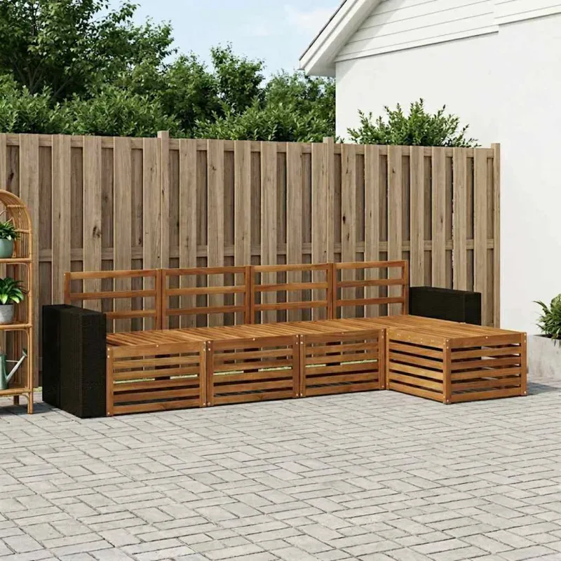 Lauko sofos komplektas 5 pcs Natūrali