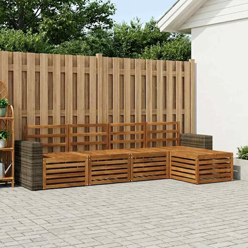 Lauko sofos komplektas 5 pcs Natūrali