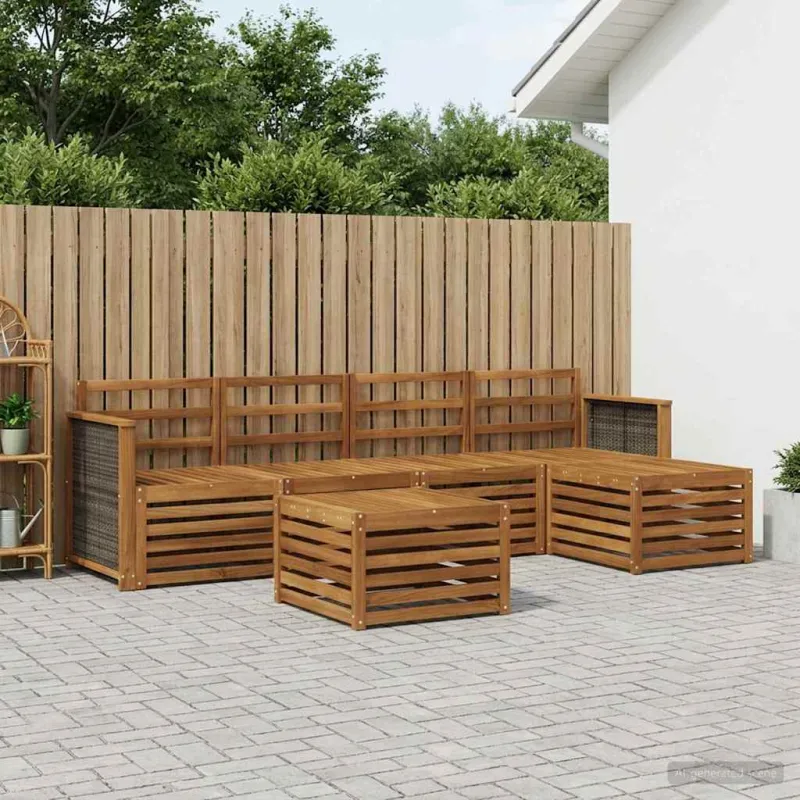 Lauko sofos komplektas 6 pcs Natūrali