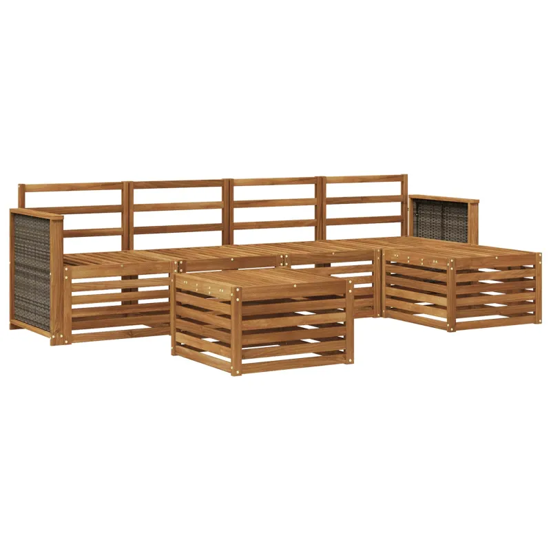 Lauko sofos komplektas 6 pcs Natūrali