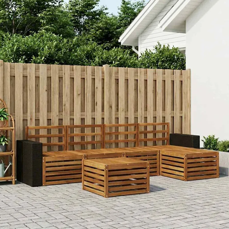 Lauko sofos komplektas 6 pcs Natūrali