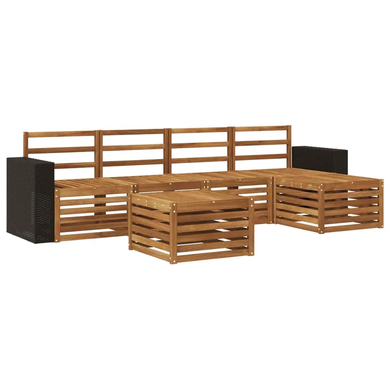 Lauko sofos komplektas 6 pcs Natūrali