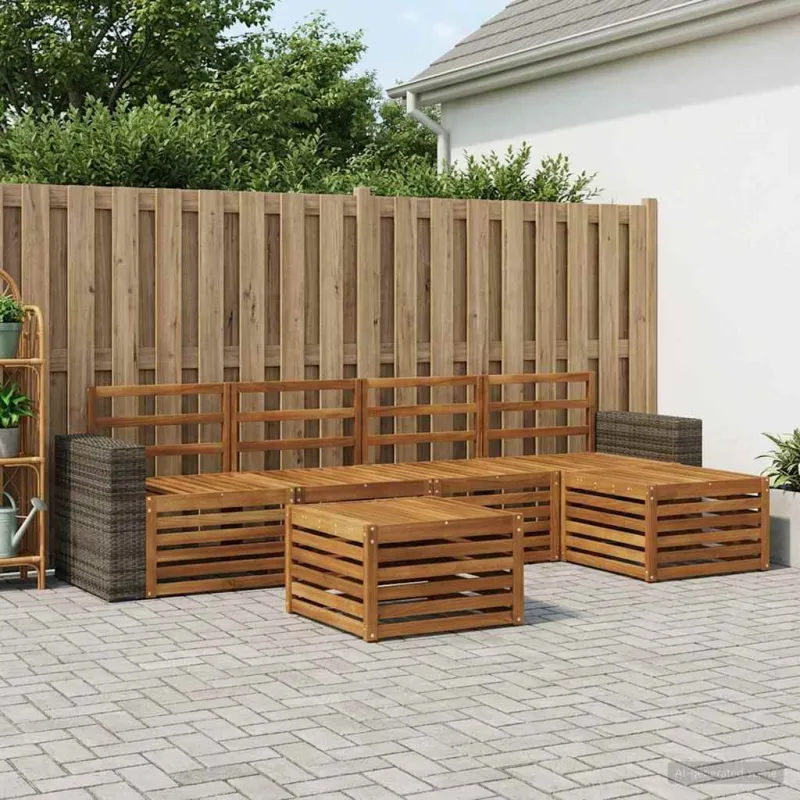 Lauko sofos komplektas 6 pcs Natūrali