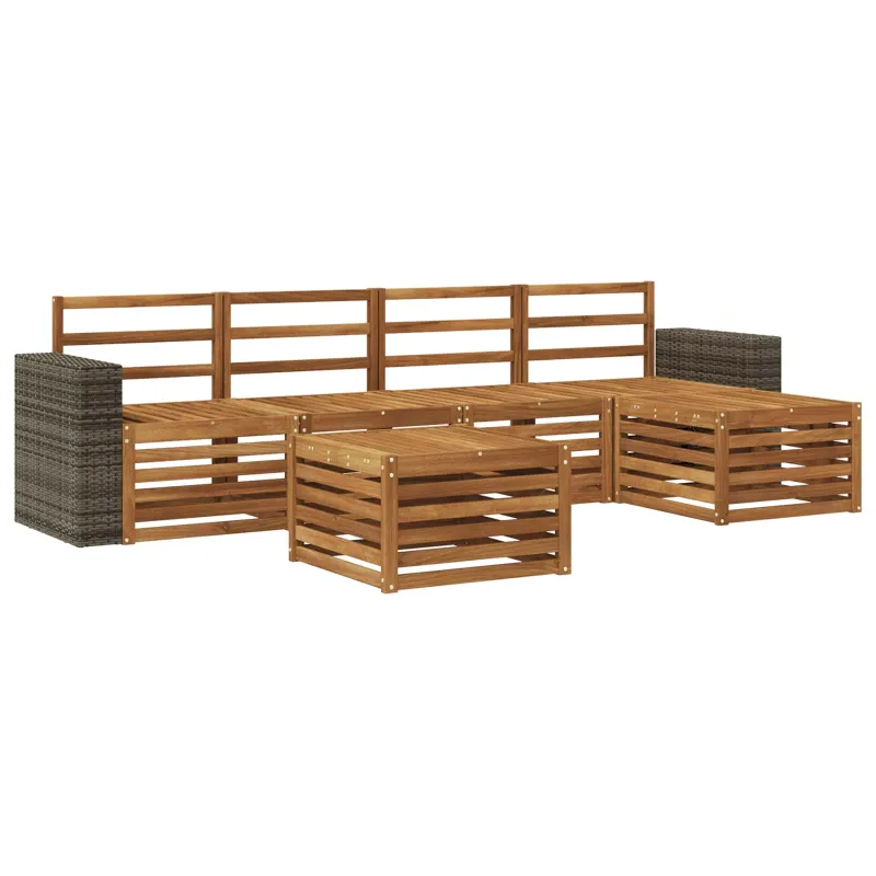 Lauko sofos komplektas 6 pcs Natūrali